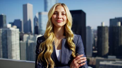 Portrait-of-Caucasian-female-consultant-on-Chicago-rooftop