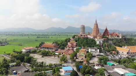 Aerial-view-Landscape-of-Wat-Tham-Sua,-Tha-Muang-District,-Kanchanaburi-Thailand