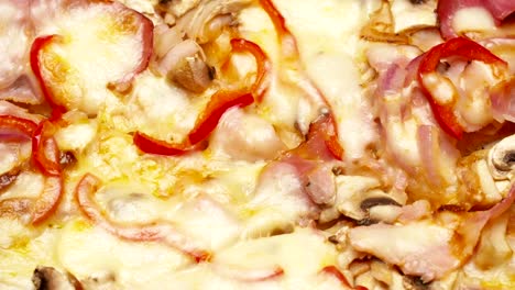 Rustic-italian-pizza-with-ham,-kaiser,-mozzarella-and-mushrooms