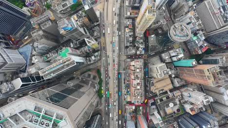 Tag-Zeit-Stadtbild-Verkehrsstraße-Antenne-Topdown-Panorama-4k-Hongkong