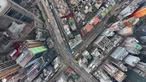 Tag-Zeit-Stadtbild-Verkehrsstraße-Antenne-Topdown-Panorama-4k-Hongkong