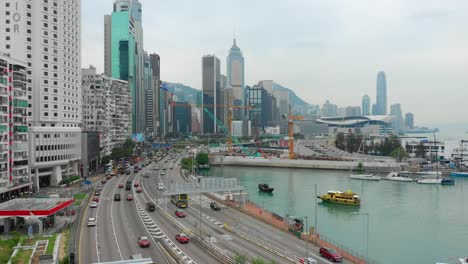 day-time-cityscape-downtown-traffic-bay-victoria-harbour-aerial-panorama-4k-hong-kong