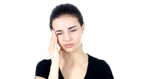 Headache,--Woman-on-White-Background