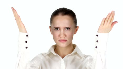 Woman-Upset-by-Loss,-White-Background