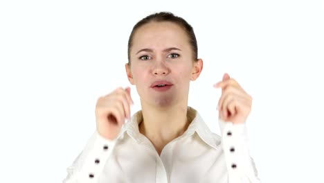 Screaming-Upset-Woman,-White-Background