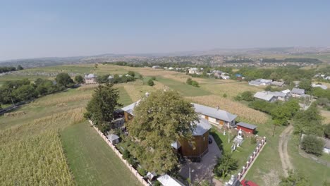 Wooden-Church-in-the-village.-shooting-drone