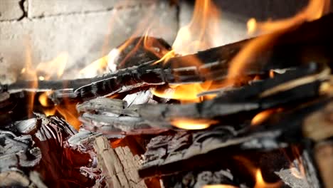 Flames-of-fire-on-black-background-in-slow-motion