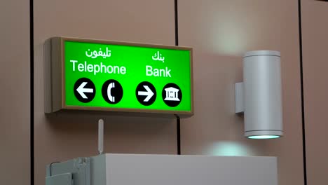 Telefonschild-Leuchtkasten-in-den-Flughafen