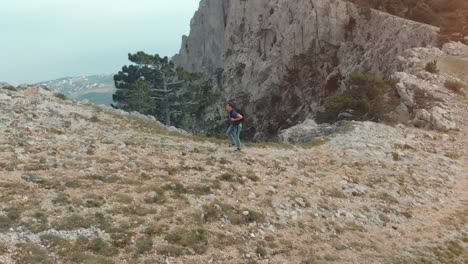 Man-hiking-aerial-view