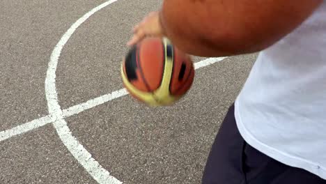 Hand-dribbles-the-basketball-ball