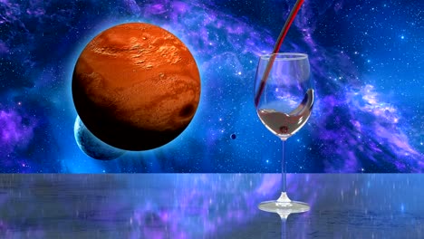 Glas-ist-gefüllt-mit-roten-Wein-Planeten-Mars