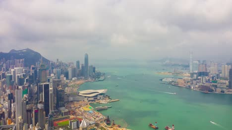 WAN-Chai-Distrikt-Stadtbild-Hafenbucht-Antenne-Timelapse-4k-Hongkong