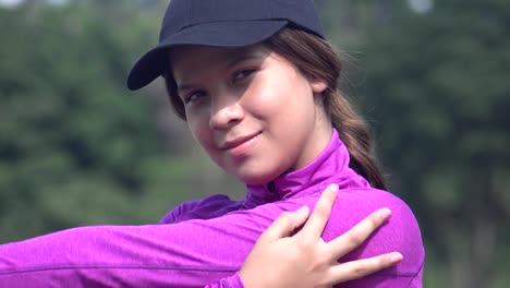 Athletische-Teen-Mädchen-Stretching