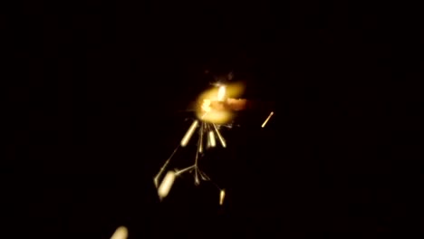Firework-sparkler-burning-on-black-background-in-slow-motion