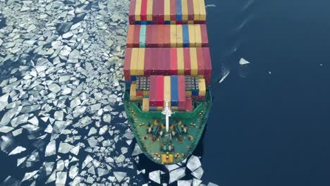 Container-ship-in-the-sea-at-winter-time