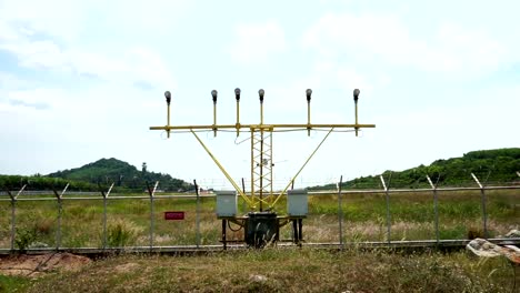 Passenger-airplane-on-landing-approach-across-a-cloudy-sky