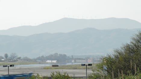 Airplane-taking-off-from-airport-at-sunset