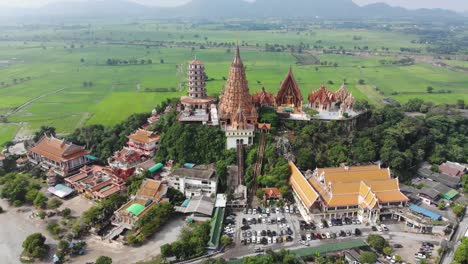 Aerial-view-Landscape-of-Wat-Tham-Sua,-Tha-Muang-District,-Kanchanaburi-Thailand