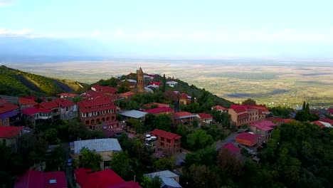 Signagi-oder-Stadt-Sighnaghi.-Beutiful-Ansicht-von-Luftaufnahmen-Drohne.-Georgien,-Kachetien.