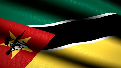 Mozambique-bandera-ondeando-textil-textura-de-fondo.-Seamless-Loop-animación.-Pantalla-completa.-Cámara-lenta.-Vídeo-de-4-K