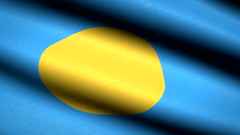 Palau-Flag-Waving-Textile-Textured-Background.-Seamless-Loop-Animation.-Full-Screen.-Slow-motion.-4K-Video