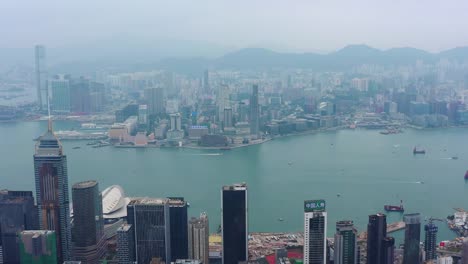 Tag-Zeit-Cityscape-downtown-Victoria-Harbour-Antenne-Panorama-4k-Hongkong