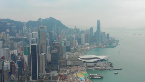 día-tiempo-ciudad-victoria-Bahía-centro-puerto-aéreo-panorama-4k-hong-kong