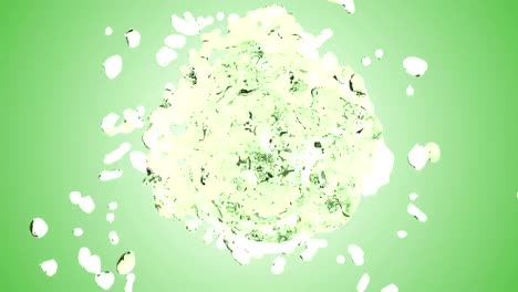 Green-water-splash-with-bubbles-of-air-with-white-background