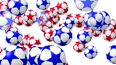 Fútbol,-balones-de-fútbol-con-estrellas-en-colores-rojos-y-azules-sobre-blanco