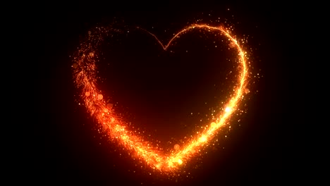 Draws-a-heart-shape,-festive-effect-with-orange-sequins