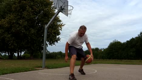 Athlete-was-practicing-dribble-ball-through-the-legs