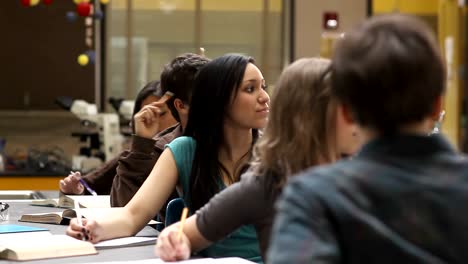 College-students-do-group-work-during-a-lecture