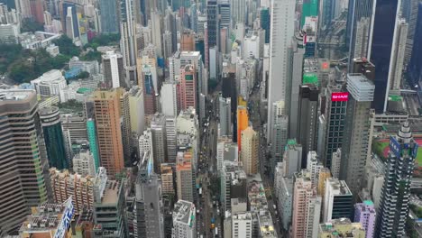 Tag-Zeit-Stadtverkehrs-Stadtstraßen-Antenne-Topdown-Panorama-4k-Hongkong