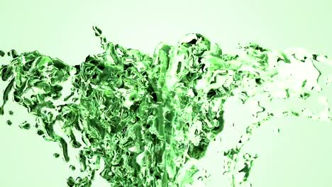 Green-water-splash-with-bubbles-of-air-with-white-background