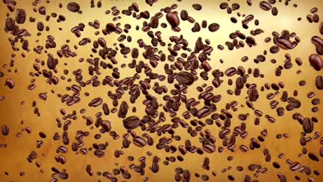 coffee-beans-flying-in-vortex-on-golden-background-with-fade-out,-loop-seamless.-Nutrition-concept