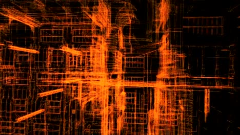 Wireframe-Modell-der-Stadt---3D-Rendering