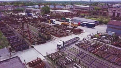 The-gantry-crane-moves-above-the-metal-warehouse