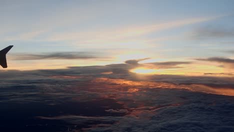 Aerials-view-of-sunset-and-clouds-,view-from-the-plane