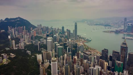 Tag-Licht-Stadtbild-Hafen-Verkehr-Antenne-Timelapse-Panorama-4k-Hongkong