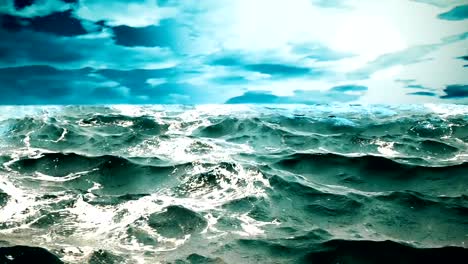 High-quality-animation-of-ocean-waves-with-beautiful-night-sky-on-the-background.-Looping.