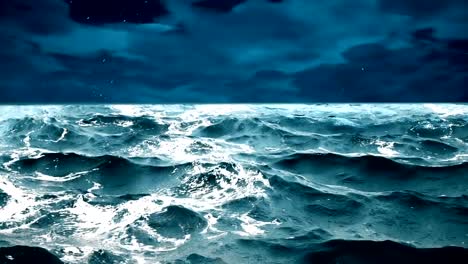 High-quality-animation-of-ocean-waves-with-beautiful-night-sky-on-the-background.-Looping.