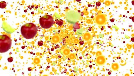 fruits-animation-flying-in-vortex-on-white-background-with-fade-out,-loop-seamless