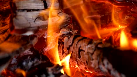 Flames-of-fire-on-black-background-in-slow-motion