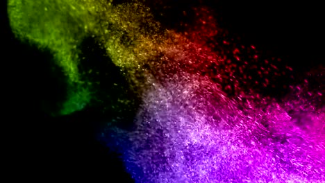 Weihnachten-multicolor-Farbverlauf-Glanz-Glitter-Explosion-Staub-Partikel-Hintergrund-mit-Bokeh-fließenden-Bewegung-von-unten-in-Zeitlupe,-Farbe-Urlaub-frohes-neues-Jahr-und-Valentine-Tag-Liebe,-Beziehung