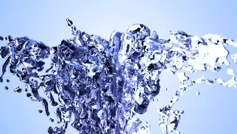 Blue-water-splash-with-bubbles-of-air-with-white-background