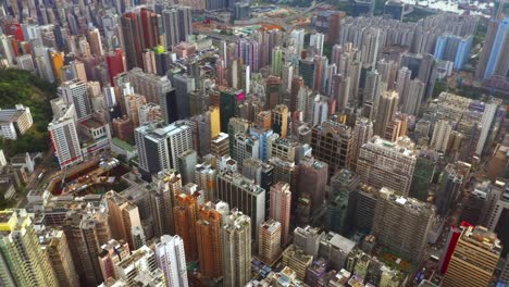 Aerial-top-view-of-Hong-Kong-Downtown,-republic-of-china.-Financial-district-and-business-centers-in-smart-urban-city-in-Asia.-Skyscrapers-and-high-rise-modern-buildings.