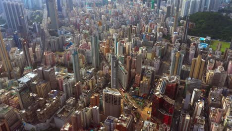 Aerial-top-view-of-Hong-Kong-Downtown,-republic-of-china.-Financial-district-and-business-centers-in-smart-urban-city-in-Asia.-Skyscrapers-and-high-rise-modern-buildings.