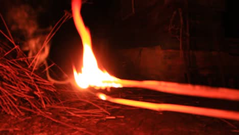 Torch-made-from-straw-beam.-Abstract-movement