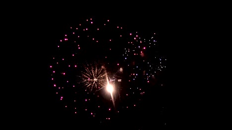 Rich-colors-of-bright-fireworks-please-the-eye.-As-if-colored-reflections-are-located-next-to-each-other.-The-fireworks-are-bright-blue-with-bright-dots-in-the-center-and-lights-around