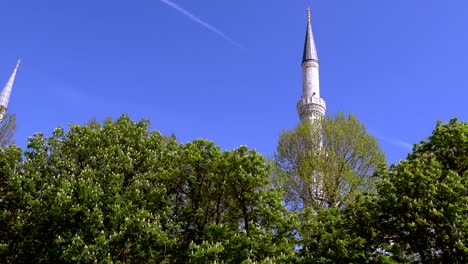 Minarett-der-blauen-Moschee,-Istanbul